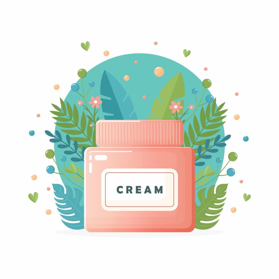 cosmetic cream jar for skincare flat illustration isolated on white background vector