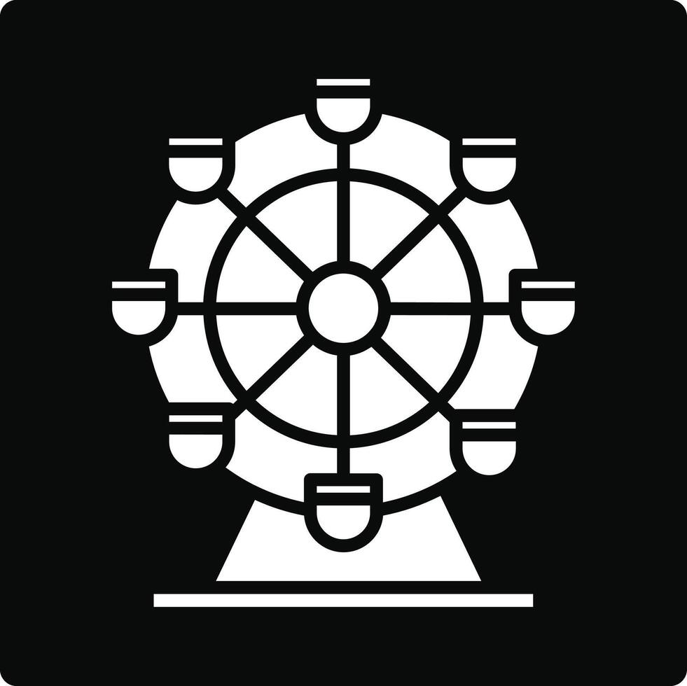 Ferris wheel icon in simple style on black background vector