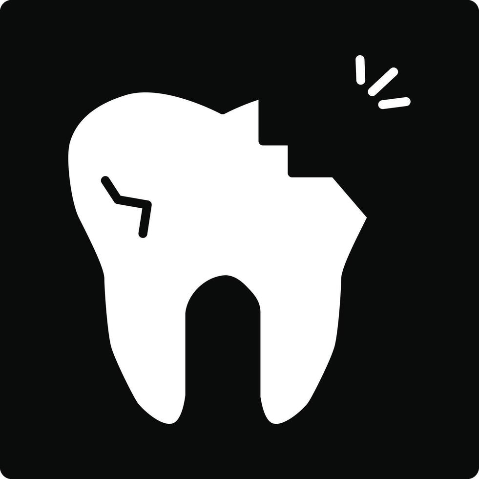 A tooth with a broken tooth icon on a black background vector