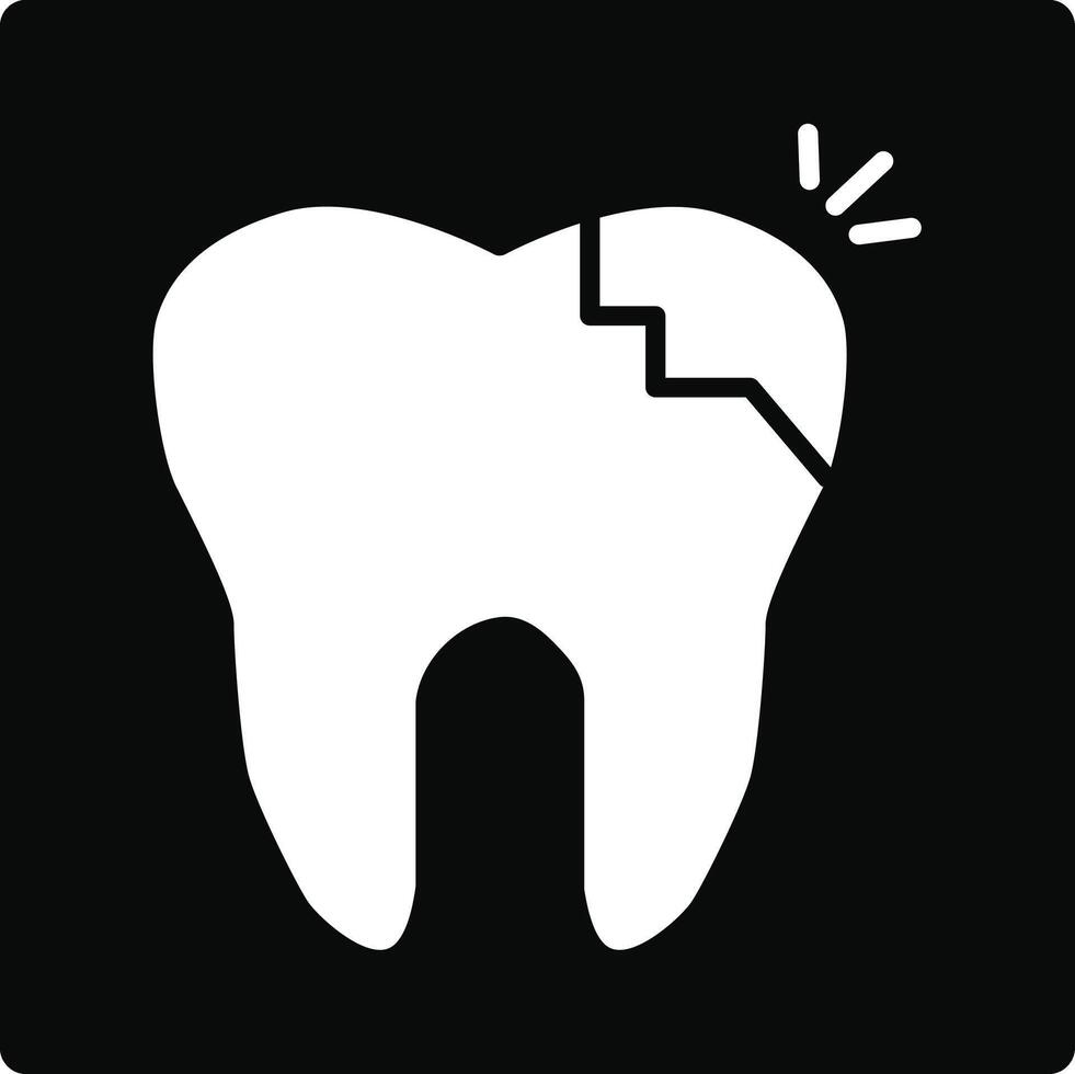 A tooth with a broken tooth icon on a black background vector