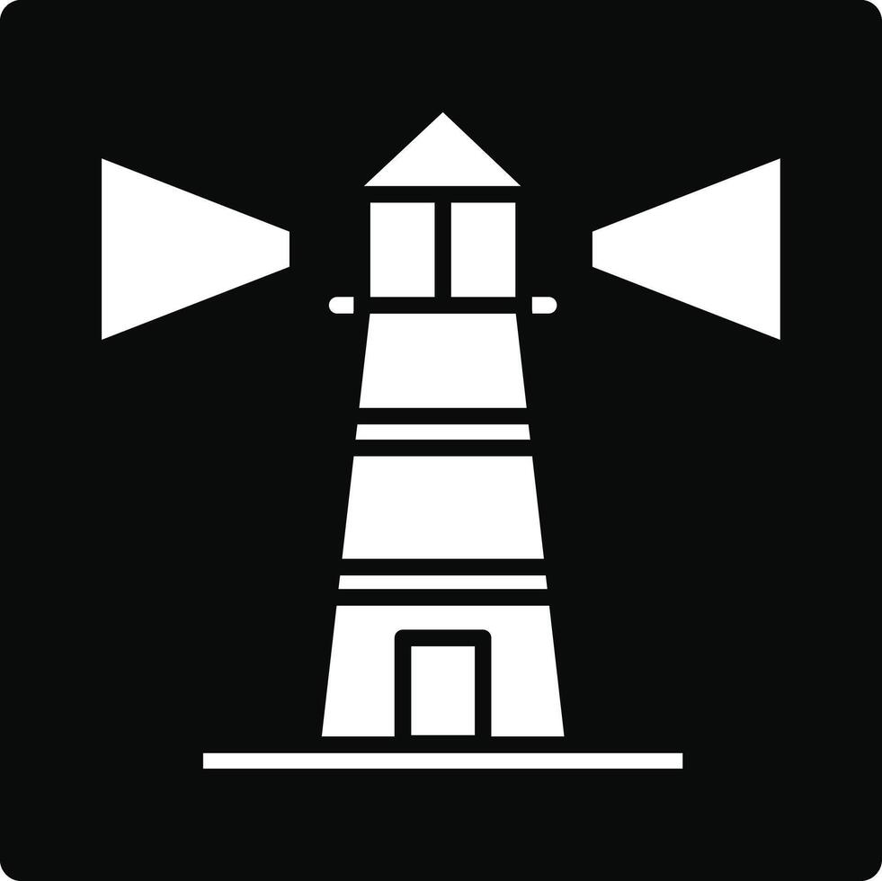 A black and white lighthouse icon on a white background vector