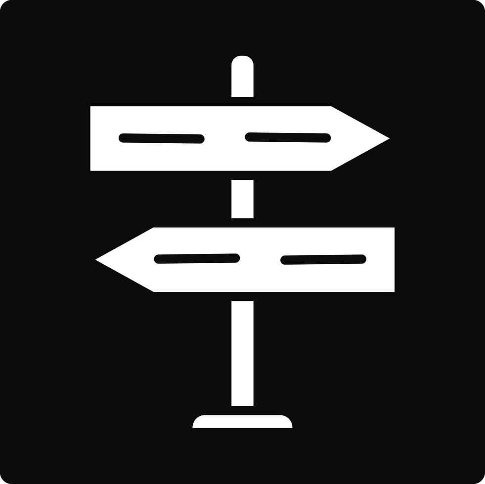 A black and white sign pointing in two different directions vector