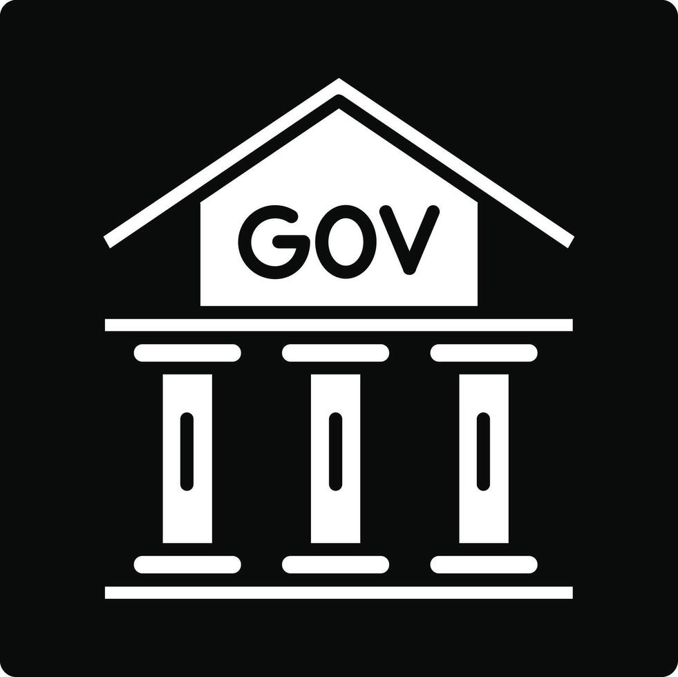 The government building icon in black and white vector