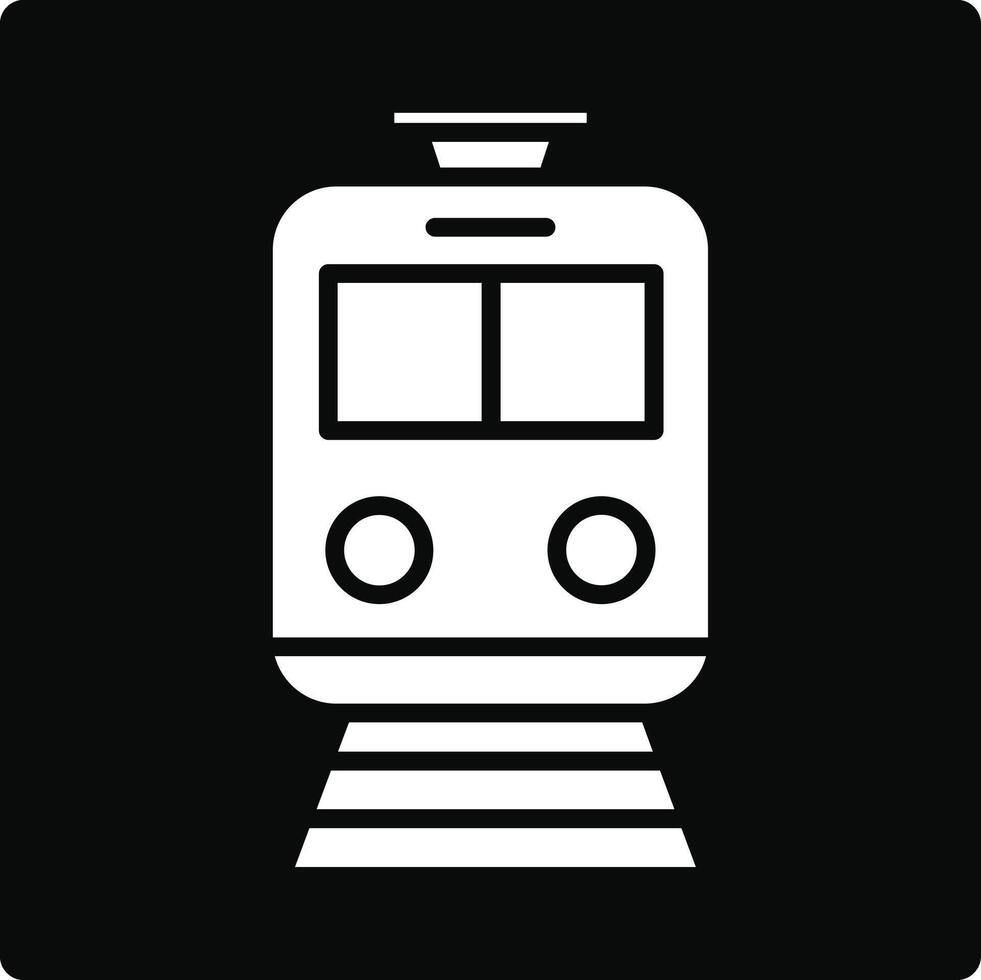 A train icon on a black background vector