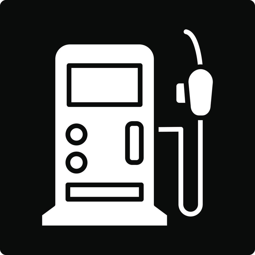 A gas pump icon on a black background vector