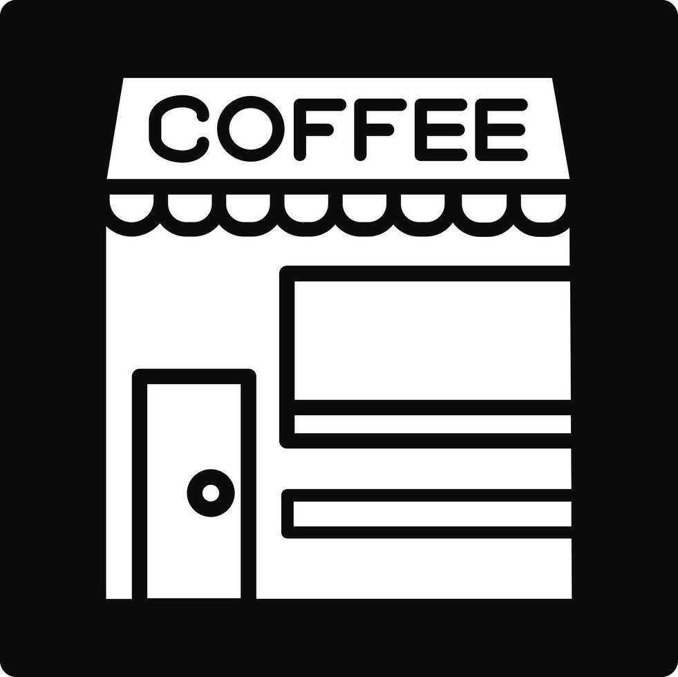 A black and white coffee shop icon vector