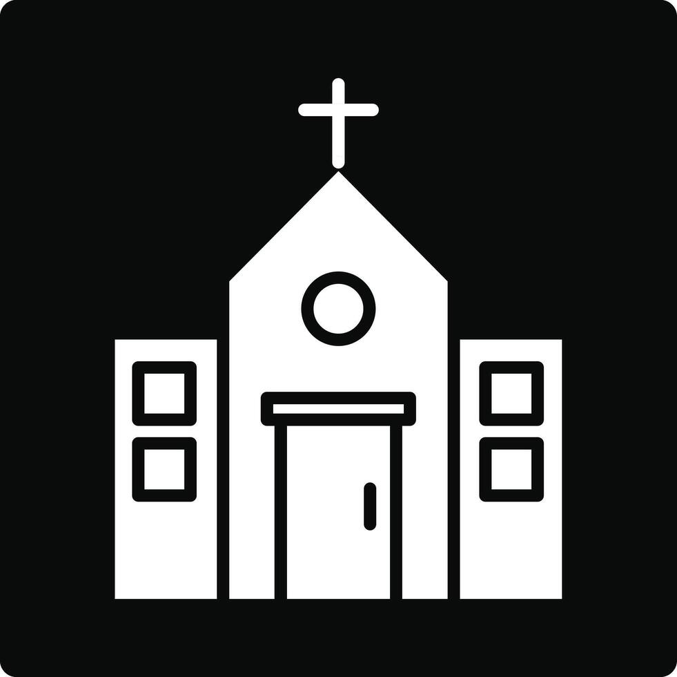 Church icon in black square vector