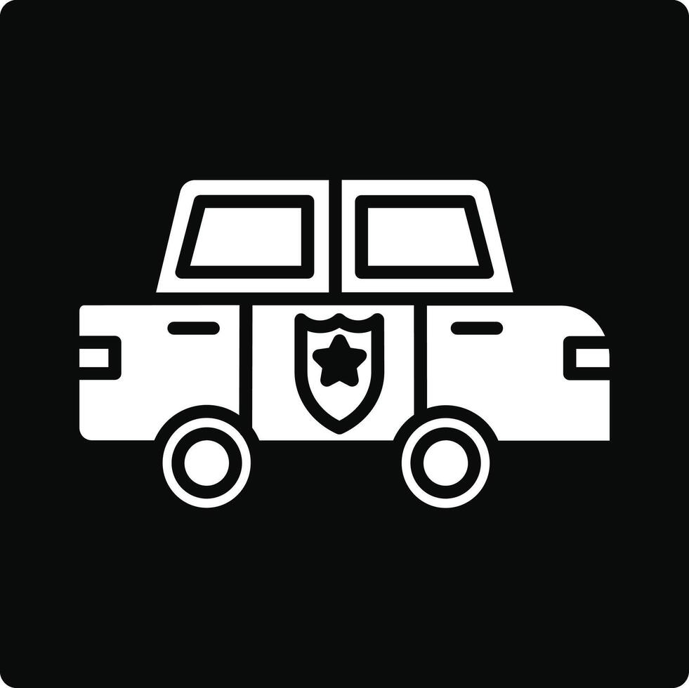 Police car icon in simple style on black background vector