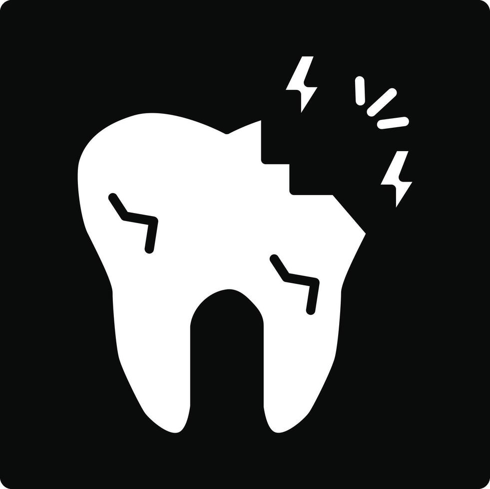 A tooth with a broken tooth icon on a black background vector