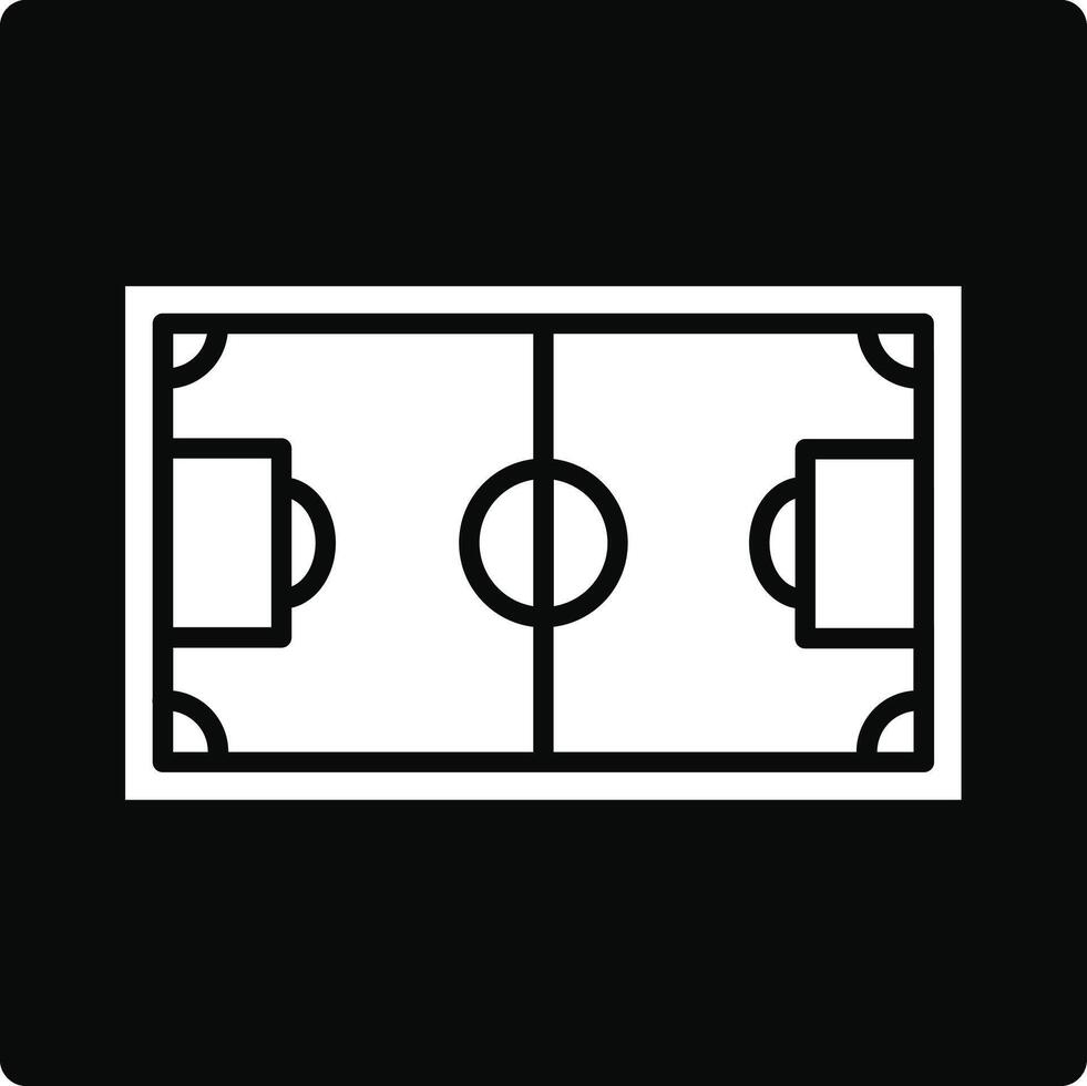 A soccer field icon in a black square vector