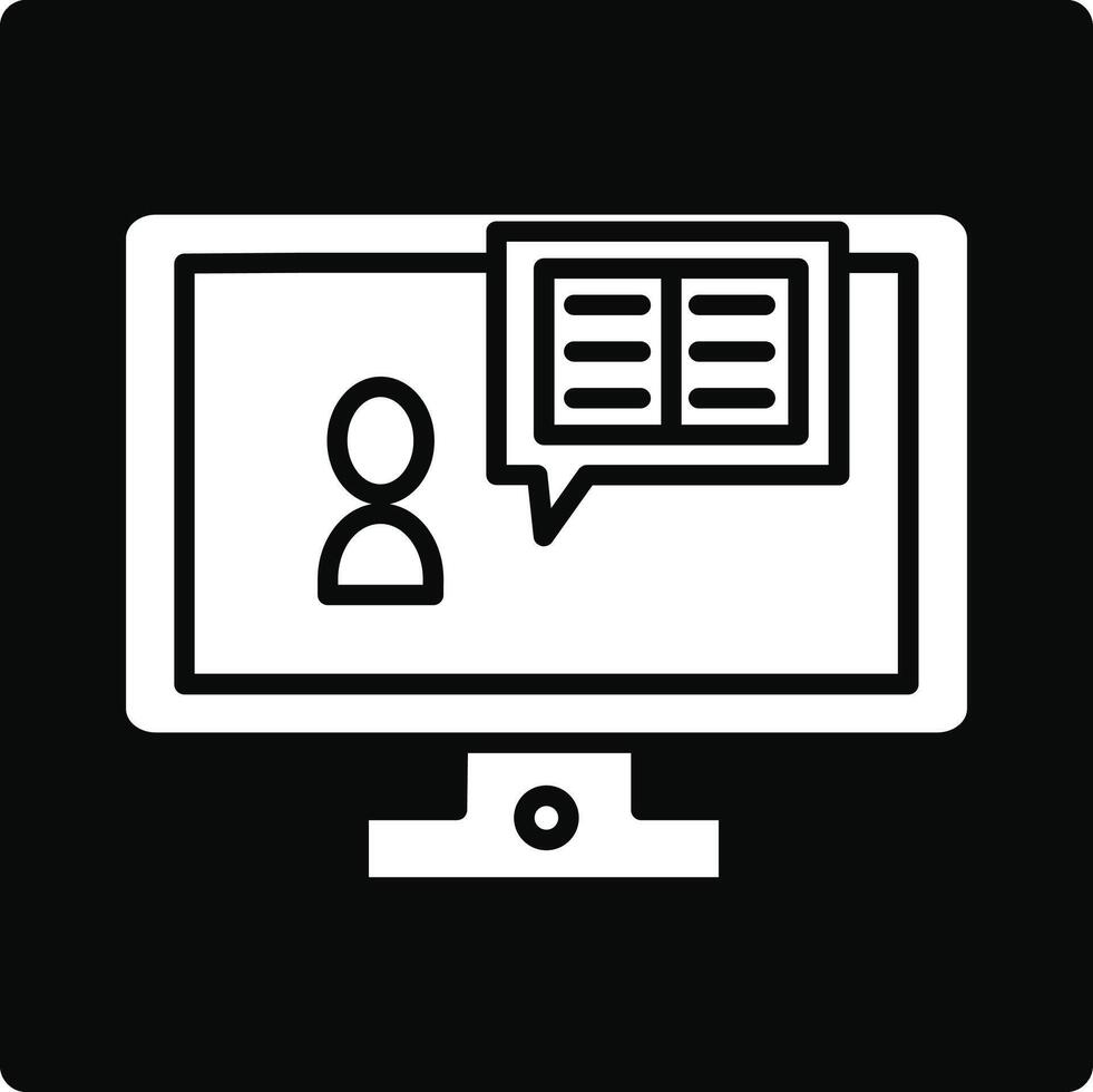A computer monitor with a book icon on it vector
