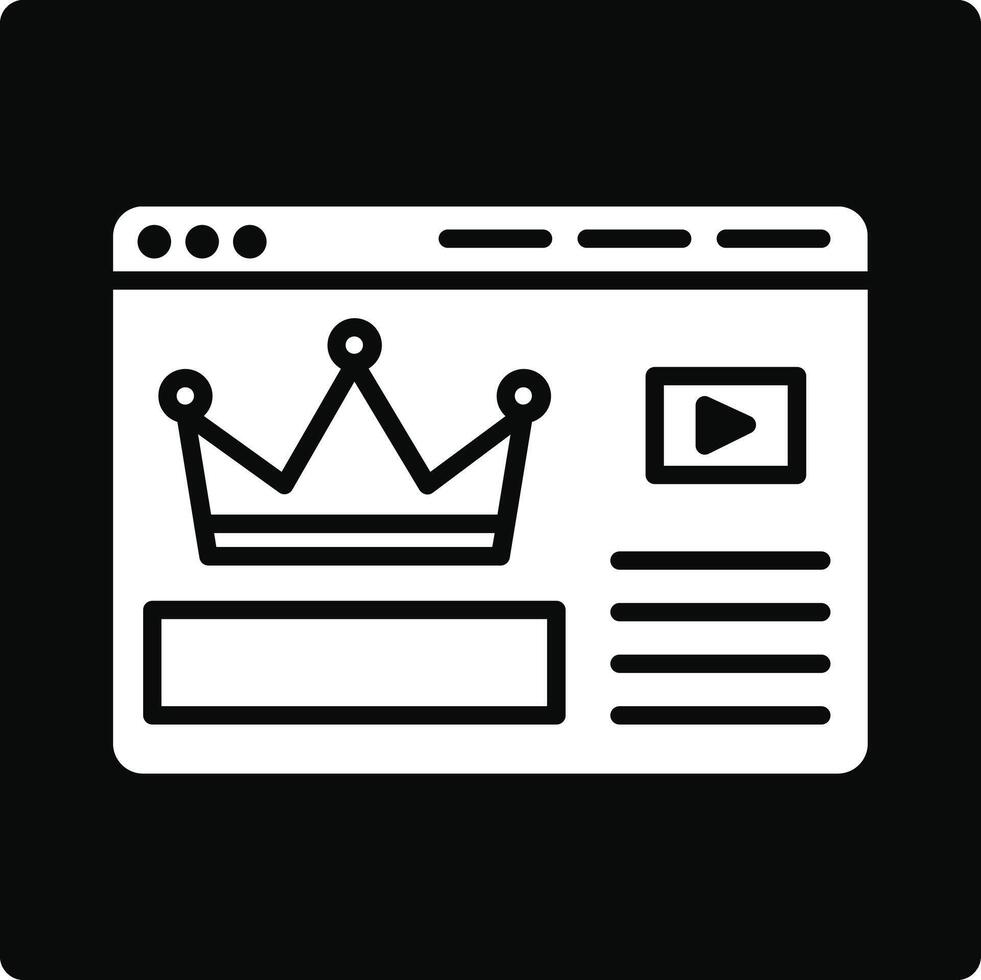 A black and white icon of a crown on a website vector