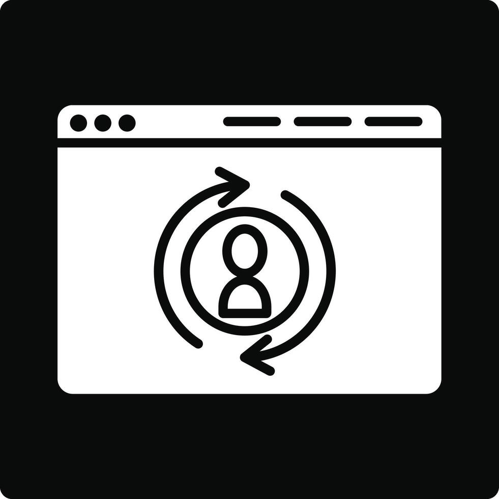 A white icon of a person on a computer screen vector