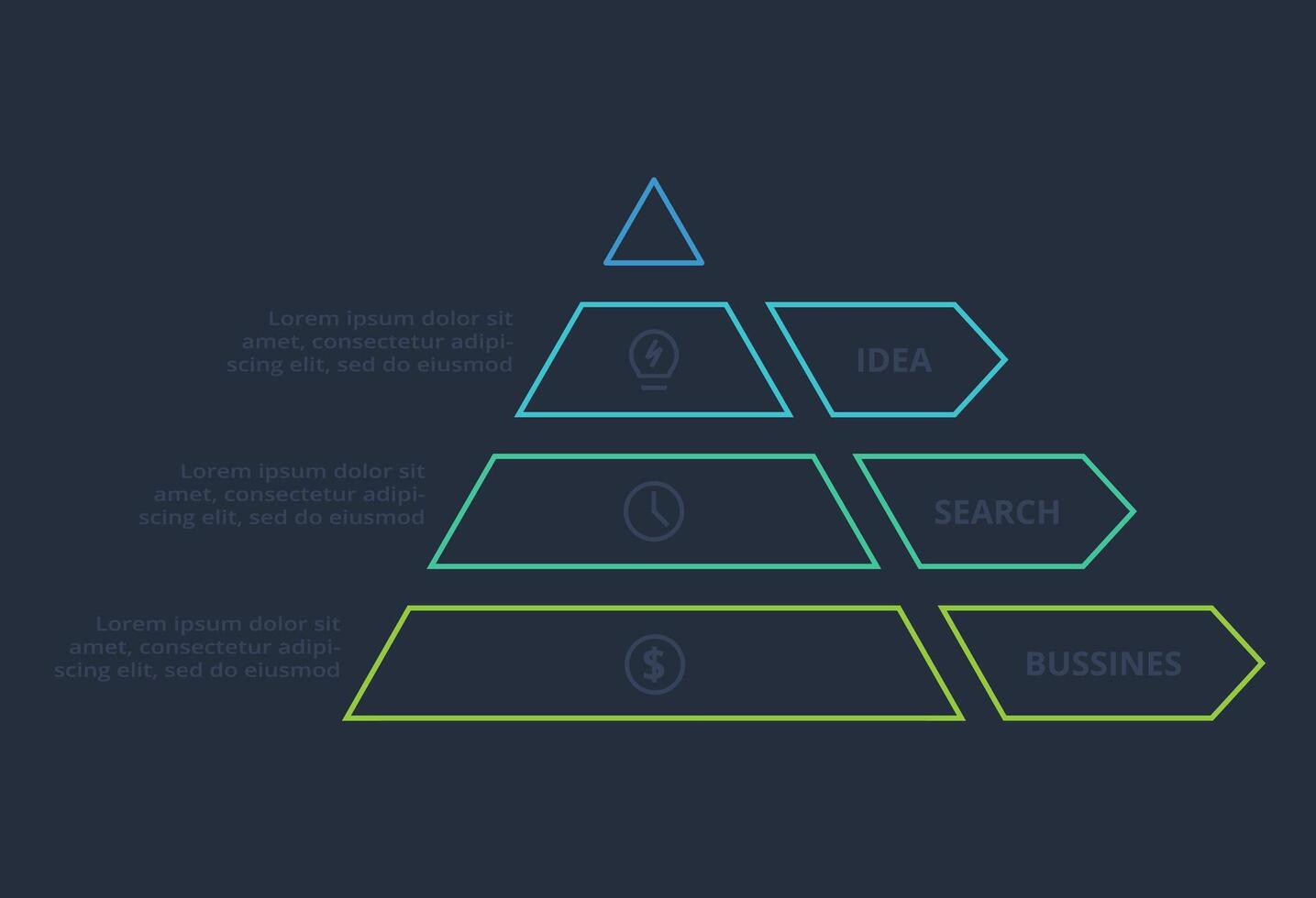 Line concept for infographic with 3 steps, options, parts or processes. Template for web on a black background. vector