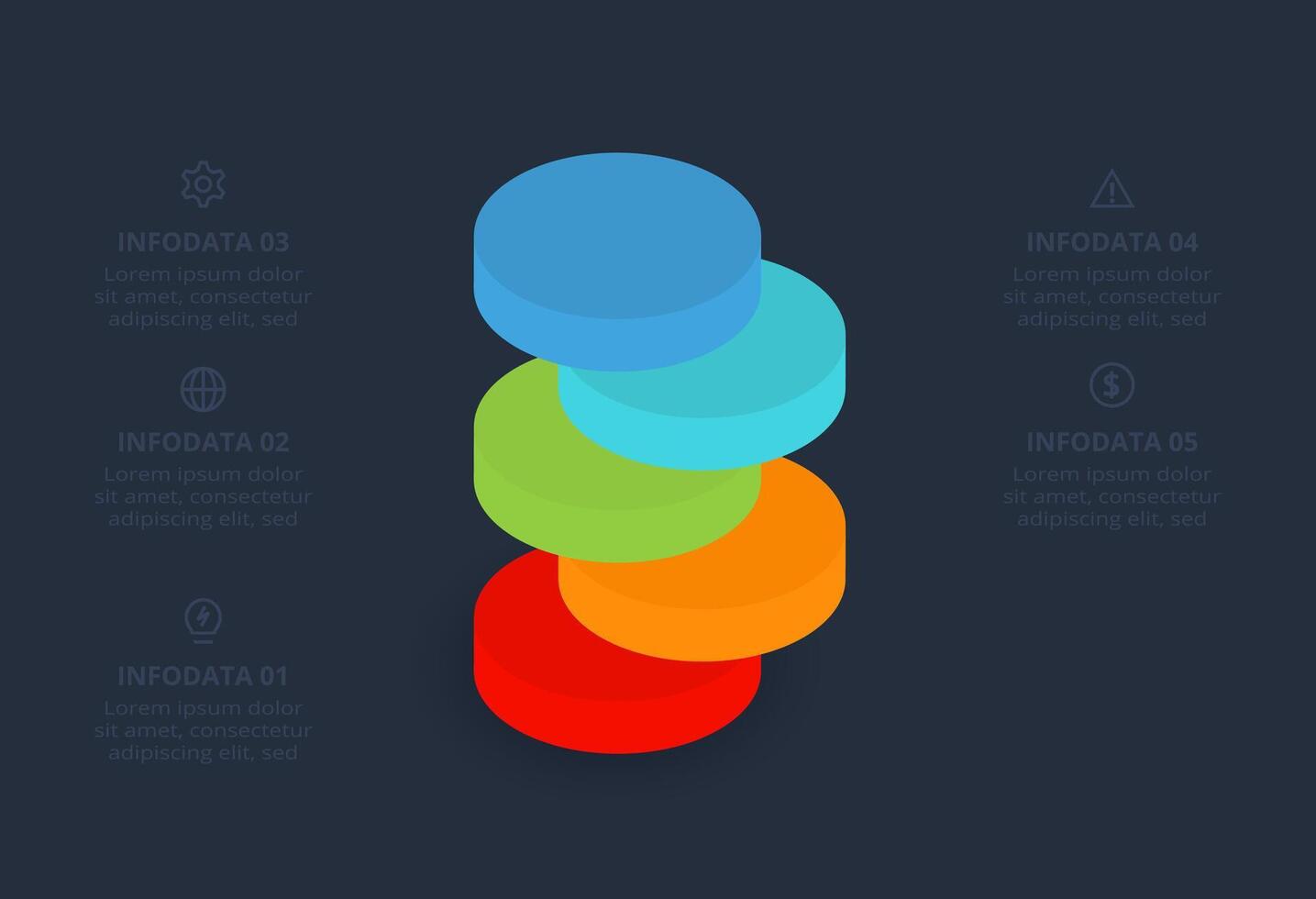 Diagram concept for infographic with 65 steps, options, parts or processes. Template for web on a black background. vector