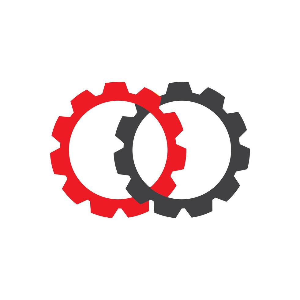 Two gears are shown together on a white background vector