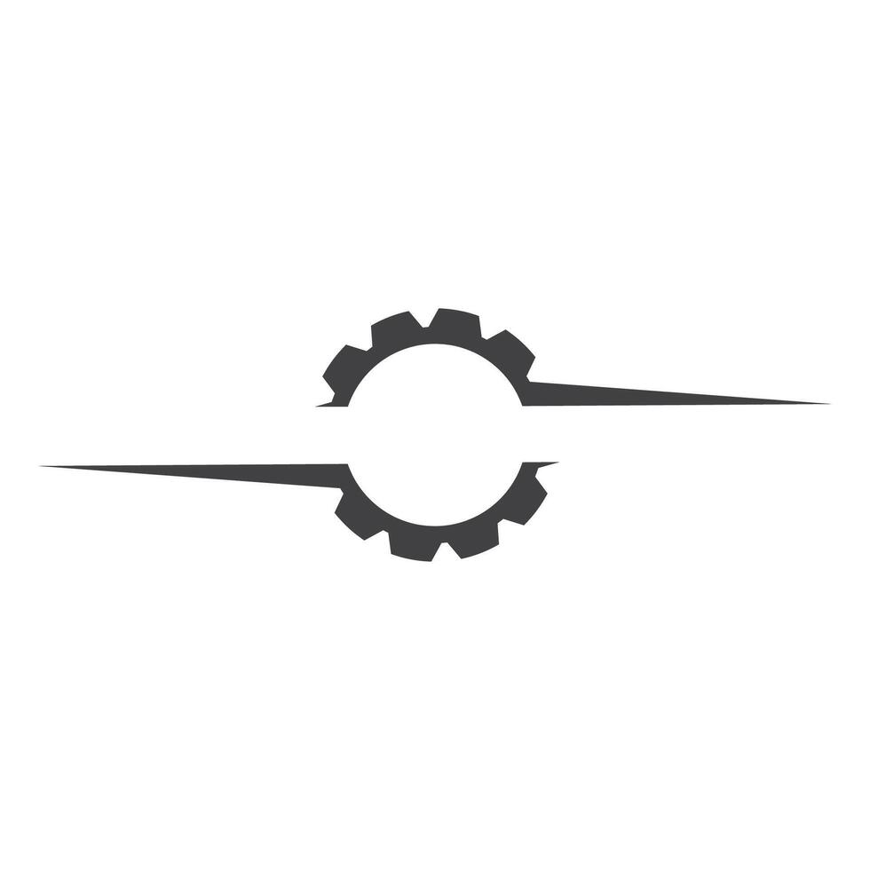 A black and white logo of a gear wheel vector