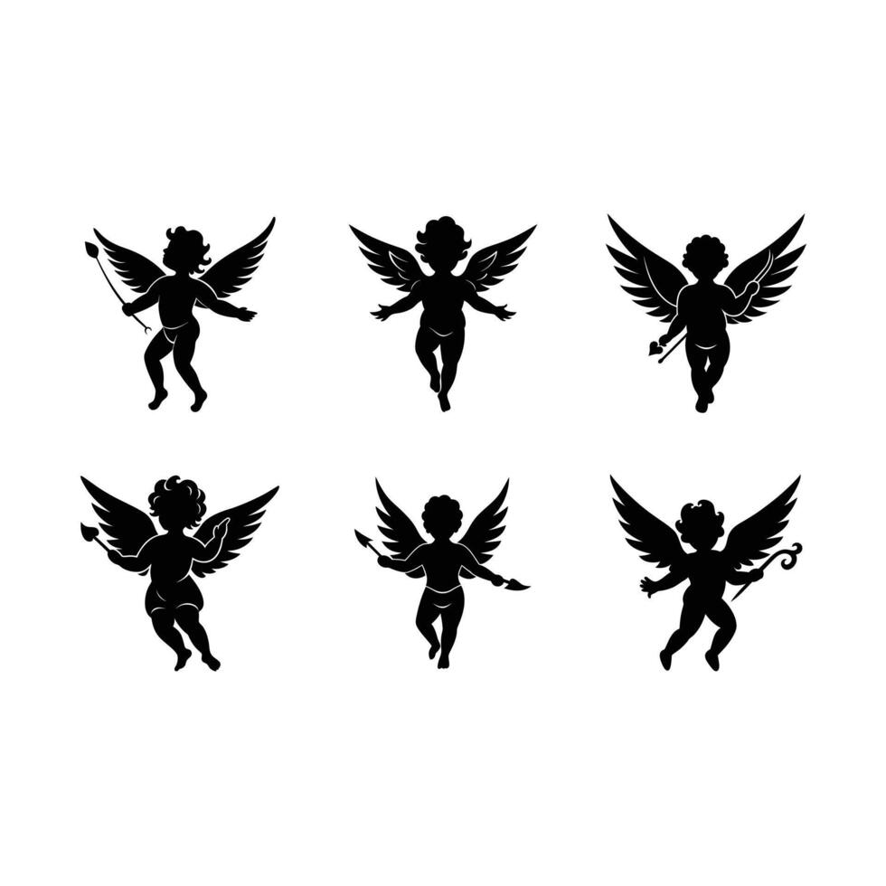 A romantic cupid silhouette perfect for love-themed designs and Valentines Day vector