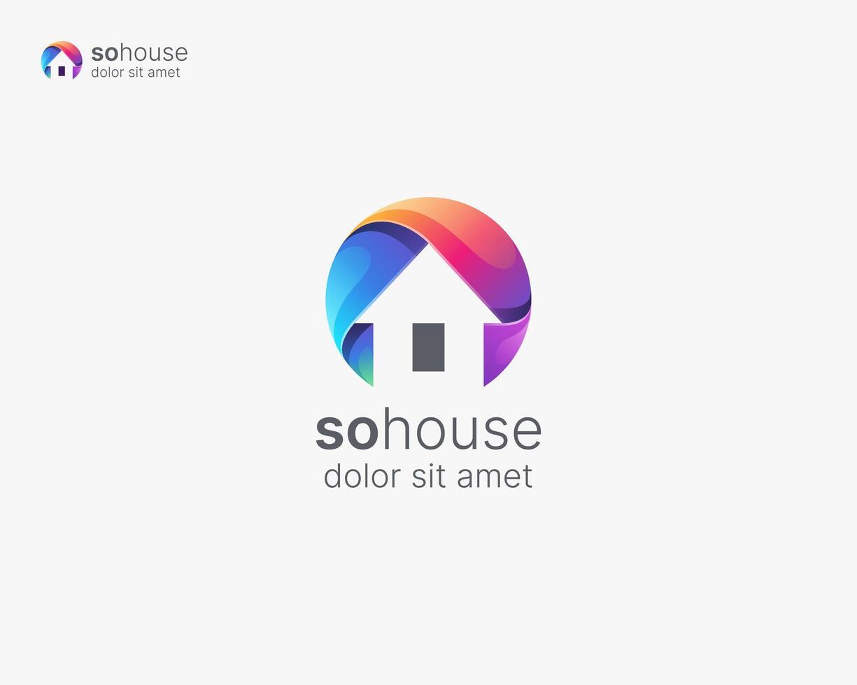 Creative colorful house logo gradient vector