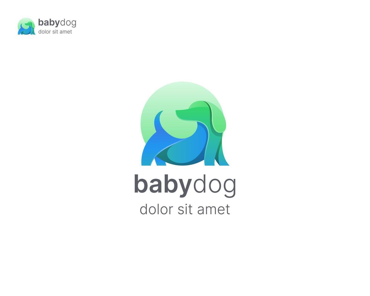 Creative dog with circle gradient logo vector