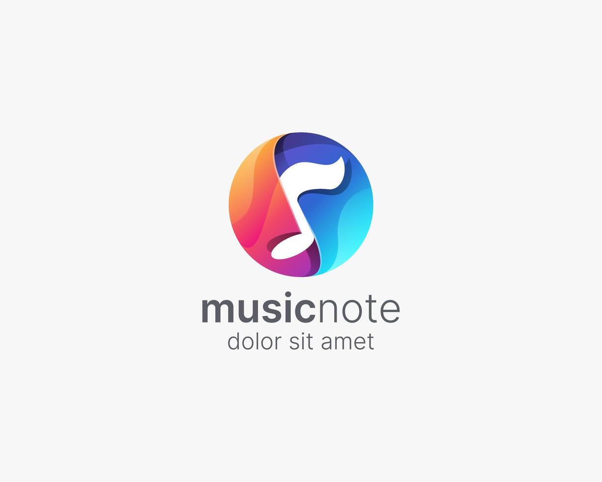 Creative circle with negative music note logo vector
