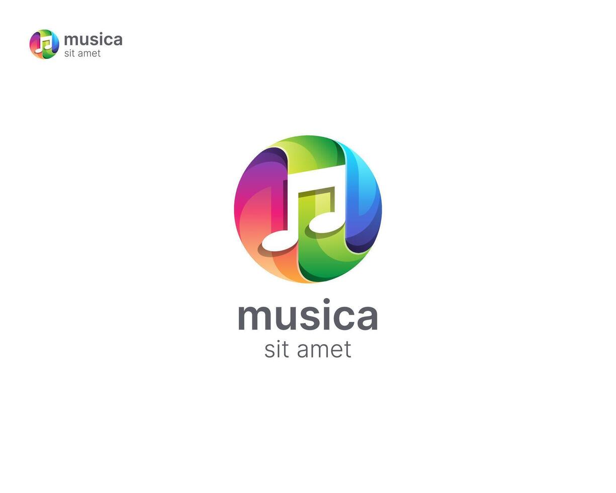 Creative colorful circle with music note logo vector