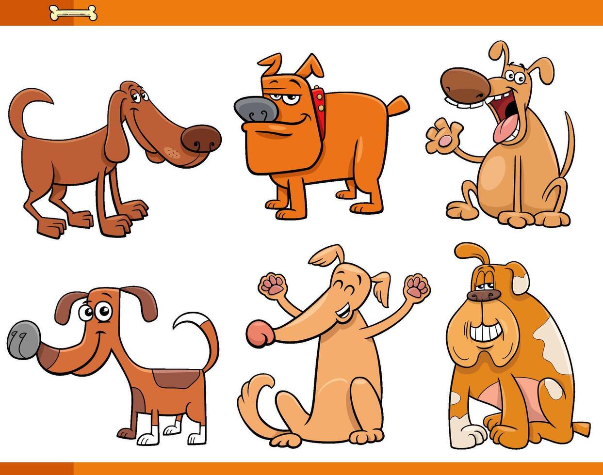 cartoon dogs and puppies animal characters set vector