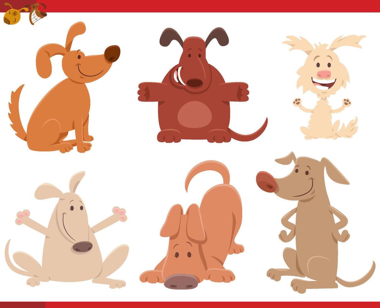 funny cartoon dogs and puppies comic characters set vector