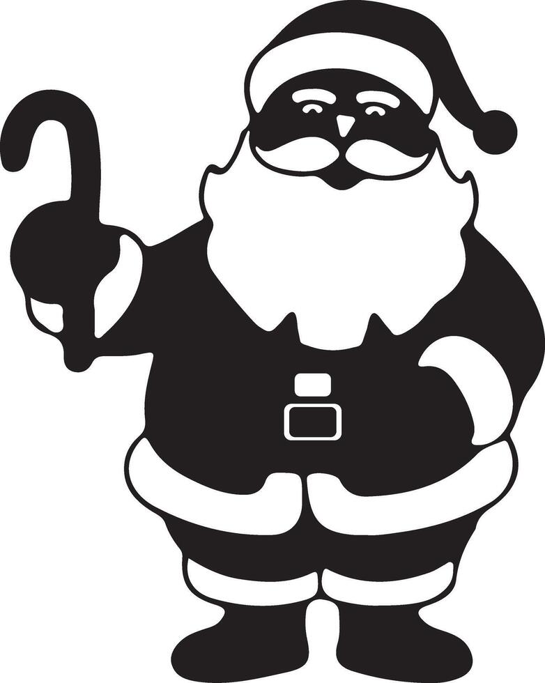 Santa Claus standing and celebration merry Christmas silhouette icon illustration design. vector