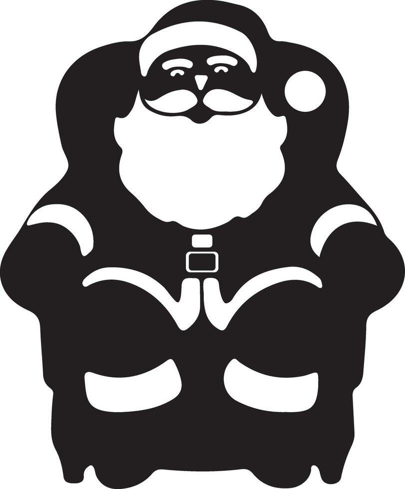 Santa Claus sitting on a sofa and wearing a Santa cap silhouette, a Christmas silhouette icon illustration celebrating the holiday. vector