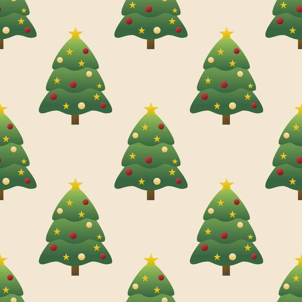 Seamless Christmas tree pattern designed for a background, wallpaper, wrapping paper, and cards. vector