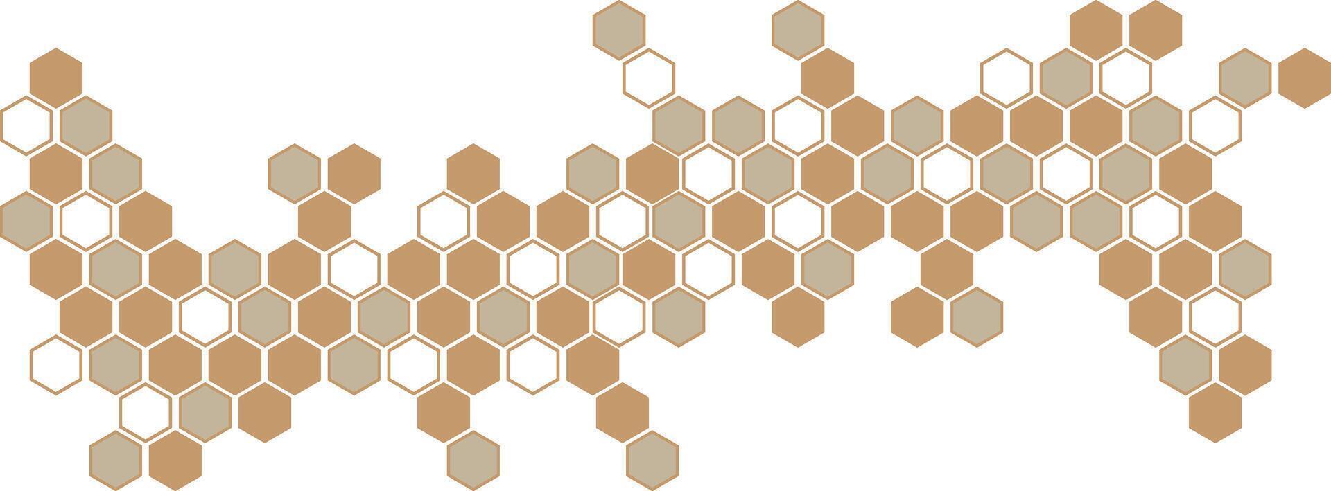 simple abstract light deep brown color different shape creative hexagon honeycomb polygon pattern brown and gold pattern on it vector