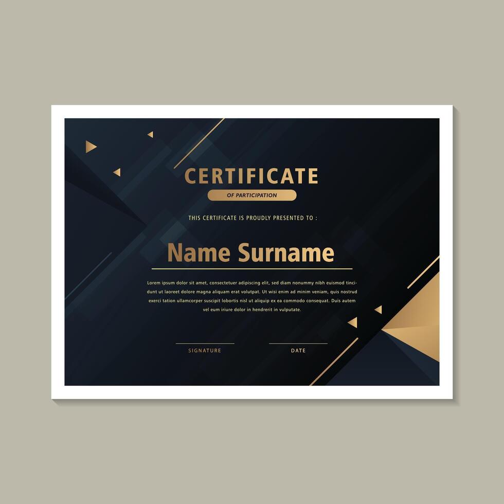 luxury abstract award certificate template vector