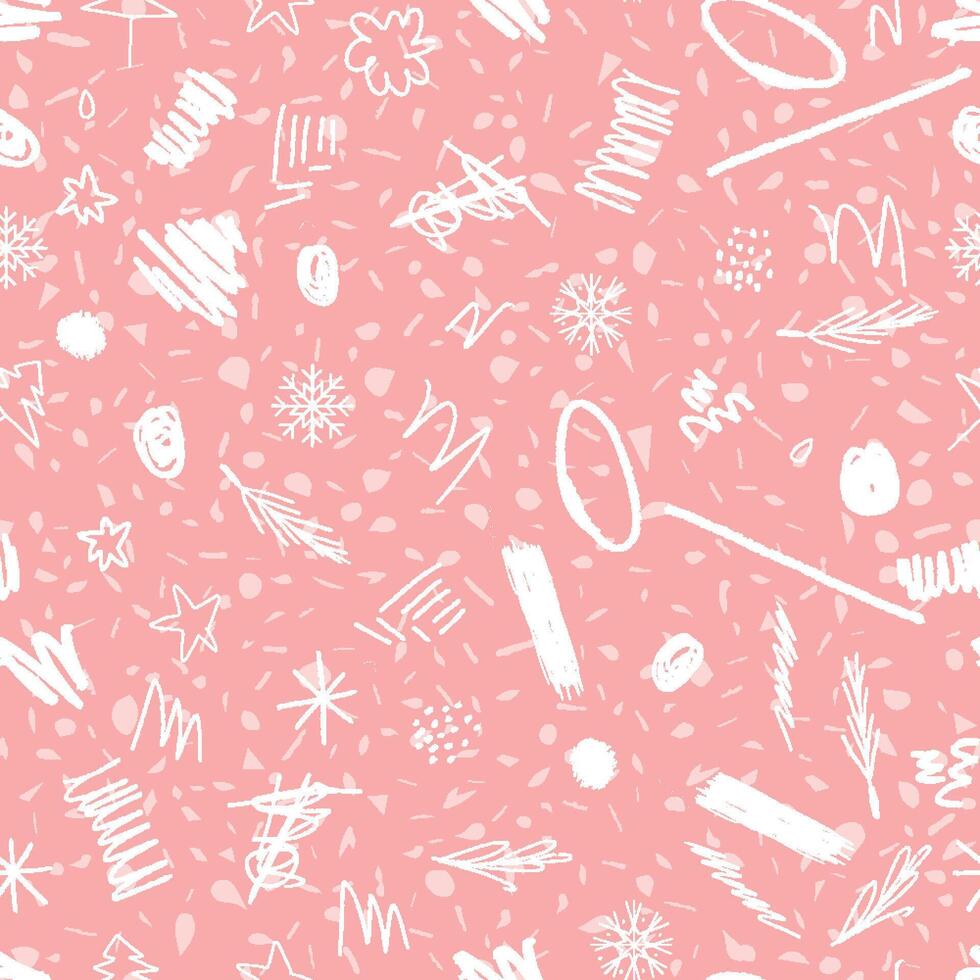 seamless pattern christmas scribble background vector