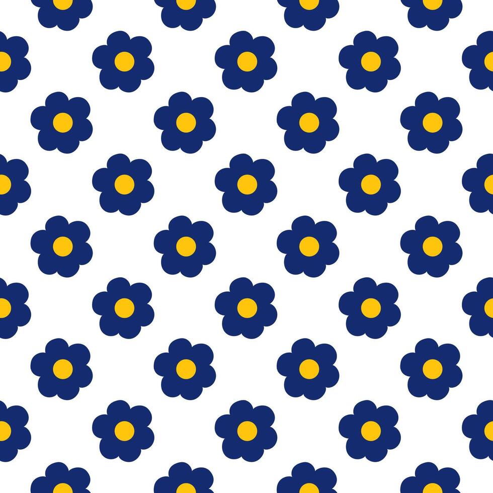 Beautiful blue flower seamless pattern on white background. vector