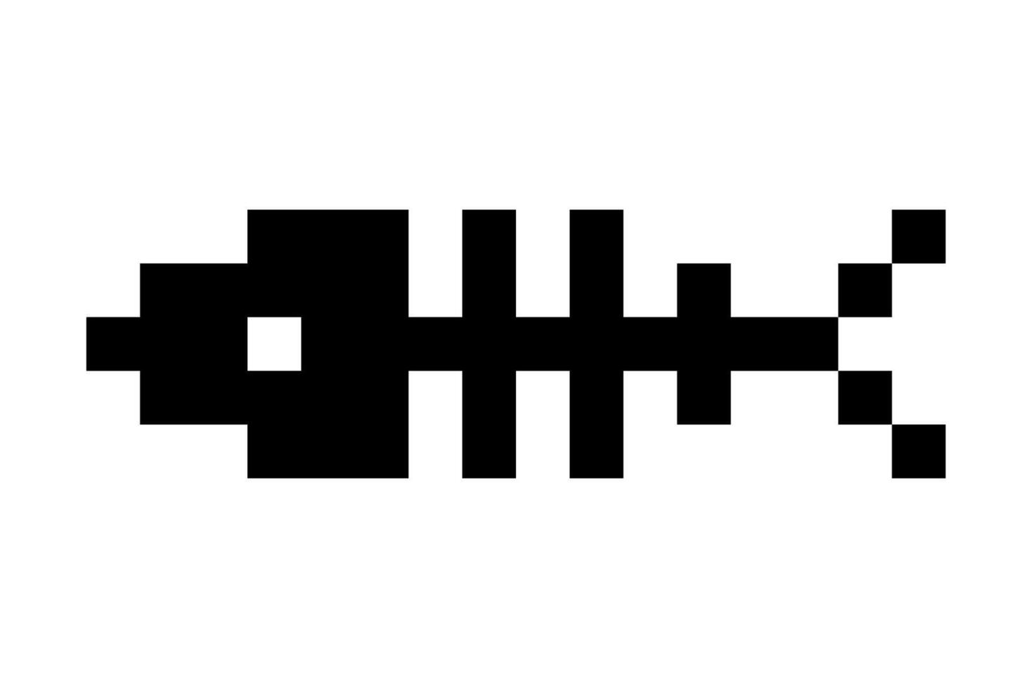 Fish skeleton emoji, pixel art icon. simple art. sticker or tattoo. vector