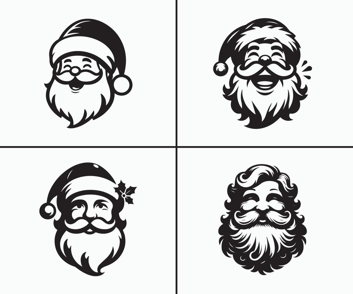 Christmas Santa face silhouette vector
