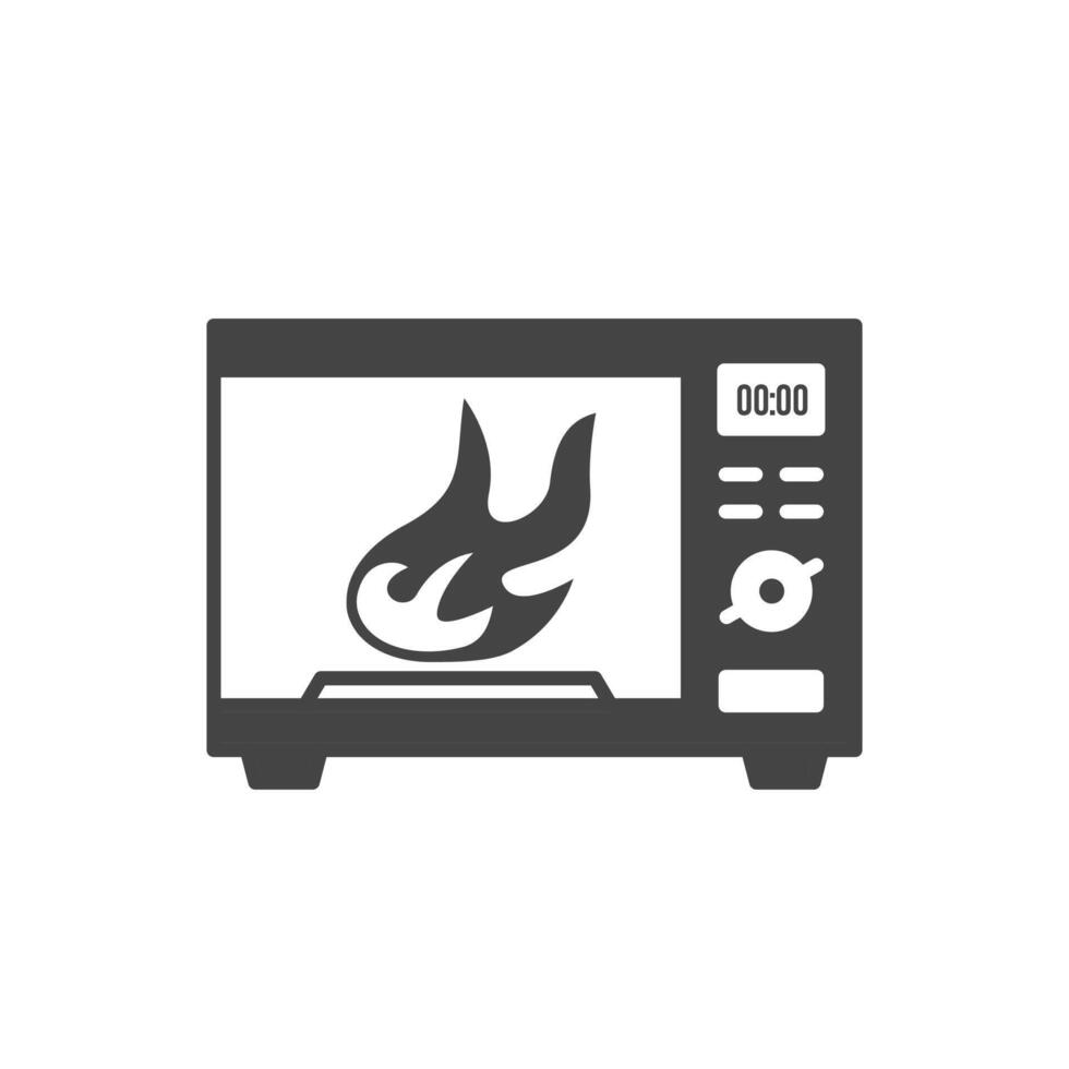 Oven in fire black icon. illustration vector