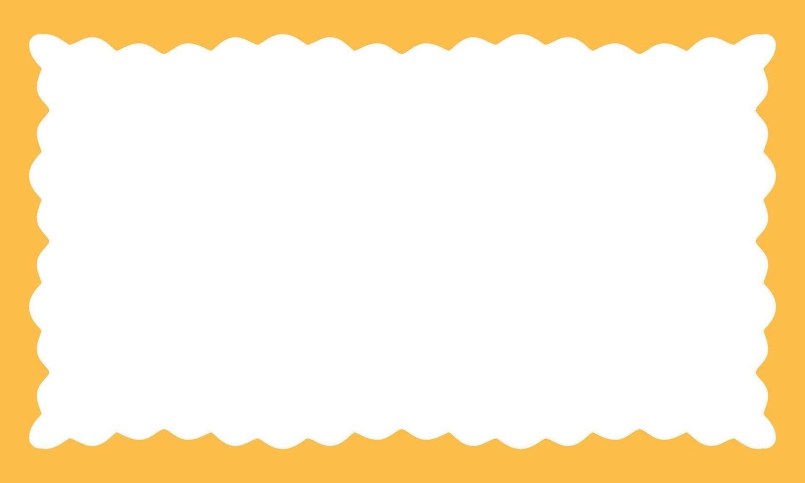 Yellow Waves Zigzag Frame. Scalloped rectangle border. Empty text box vector