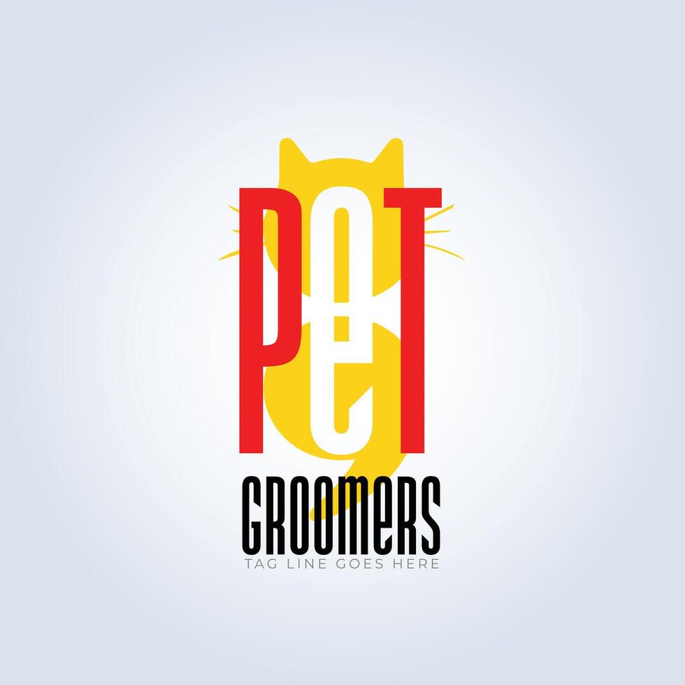 Pet Groomers Logo Template, pet shop, yellow and red logo, animal hair salon, Abstract Background vector
