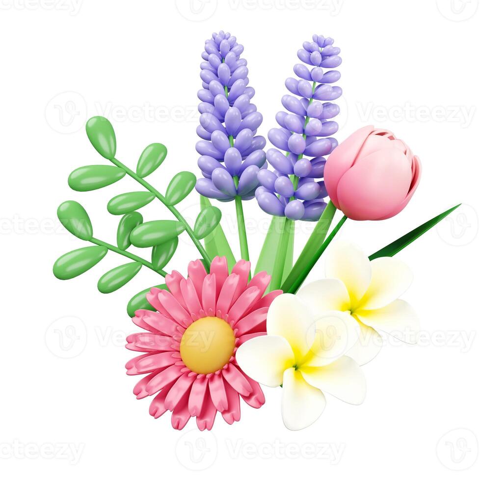 3d watering pot with flower. garden tool. Gardening. icon isolated on white background. 3d rendering illustration. Clipping path photo
