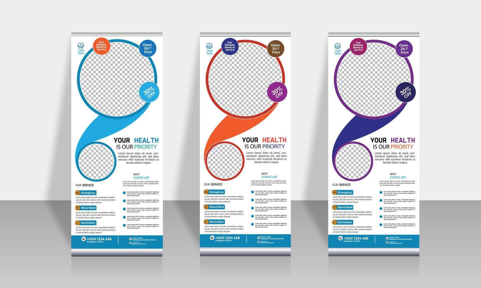 Medical Roll-up Banner template vector