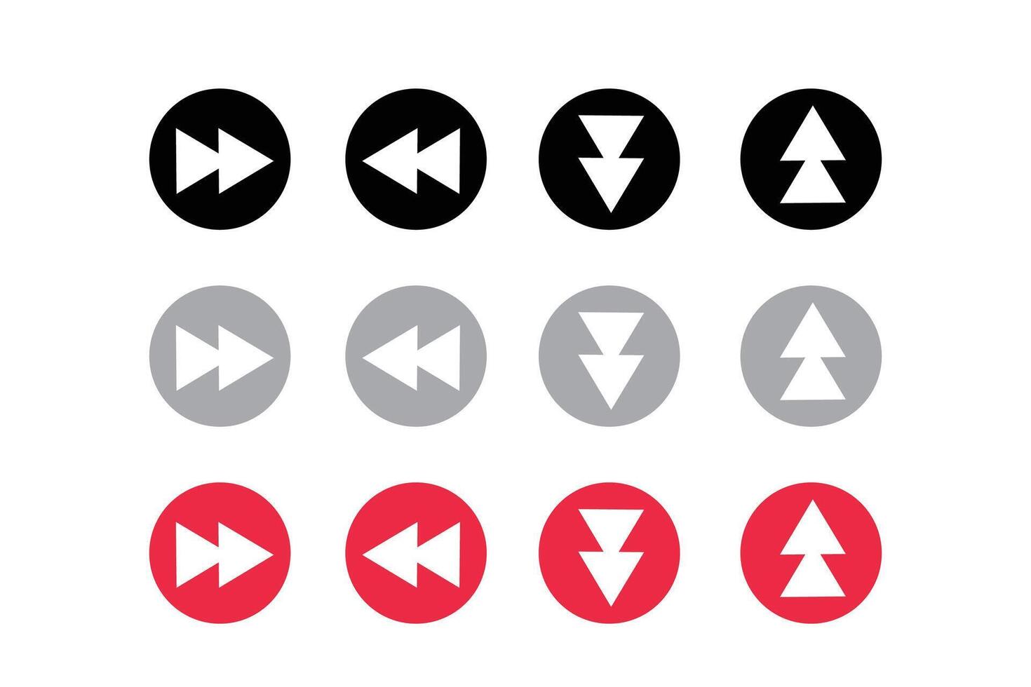 colored arrow inside a circle collection, left, right, up, down Isolated arrow vector