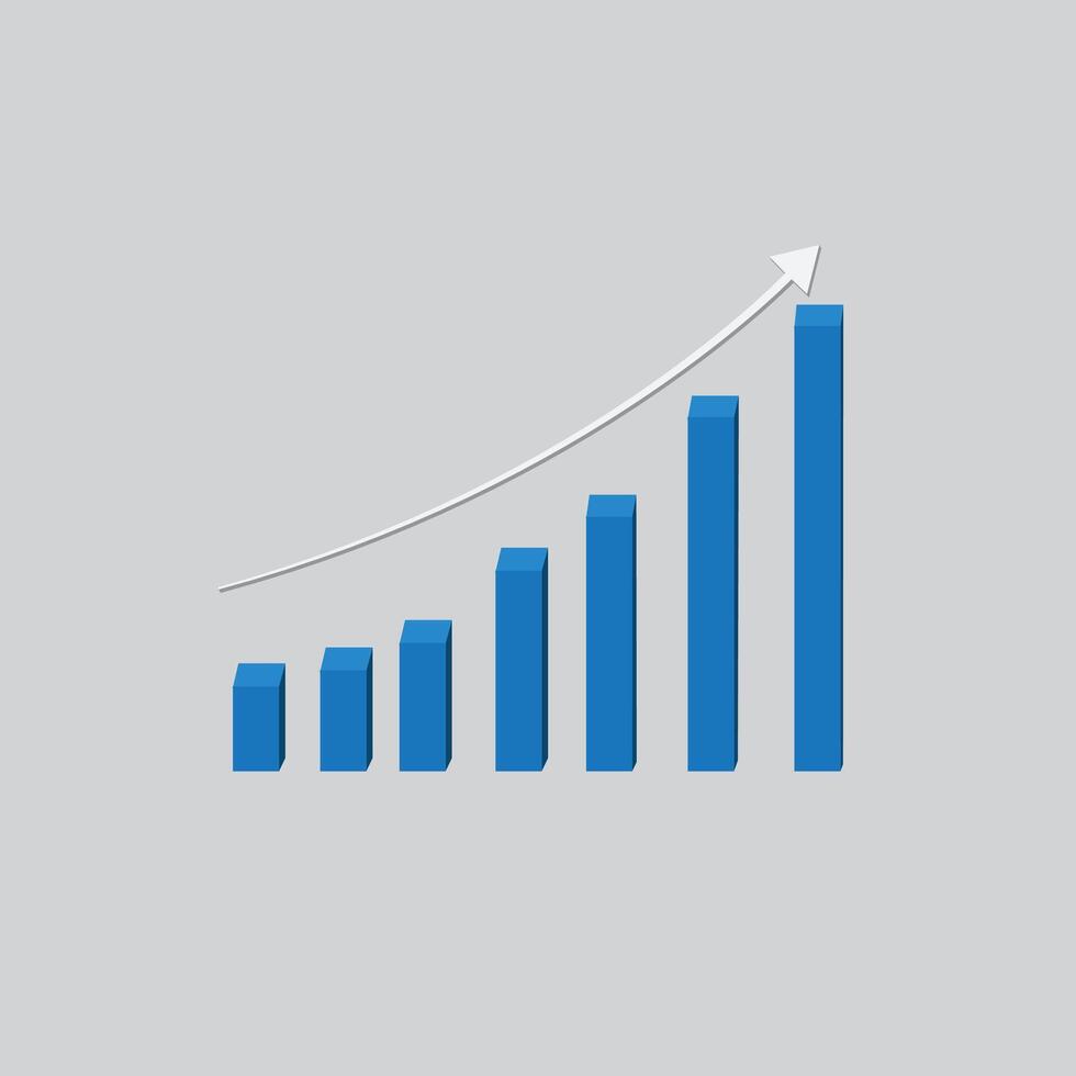 Blue color 3d arrows of business sale growth vector