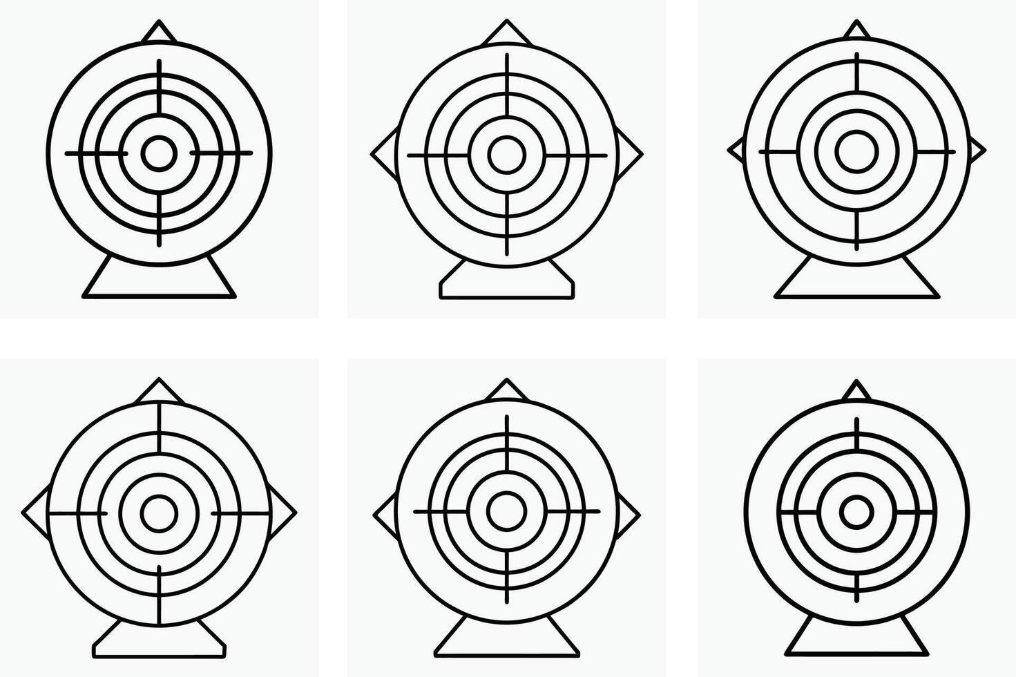Target Board With Stand Icon Set Clipart vector