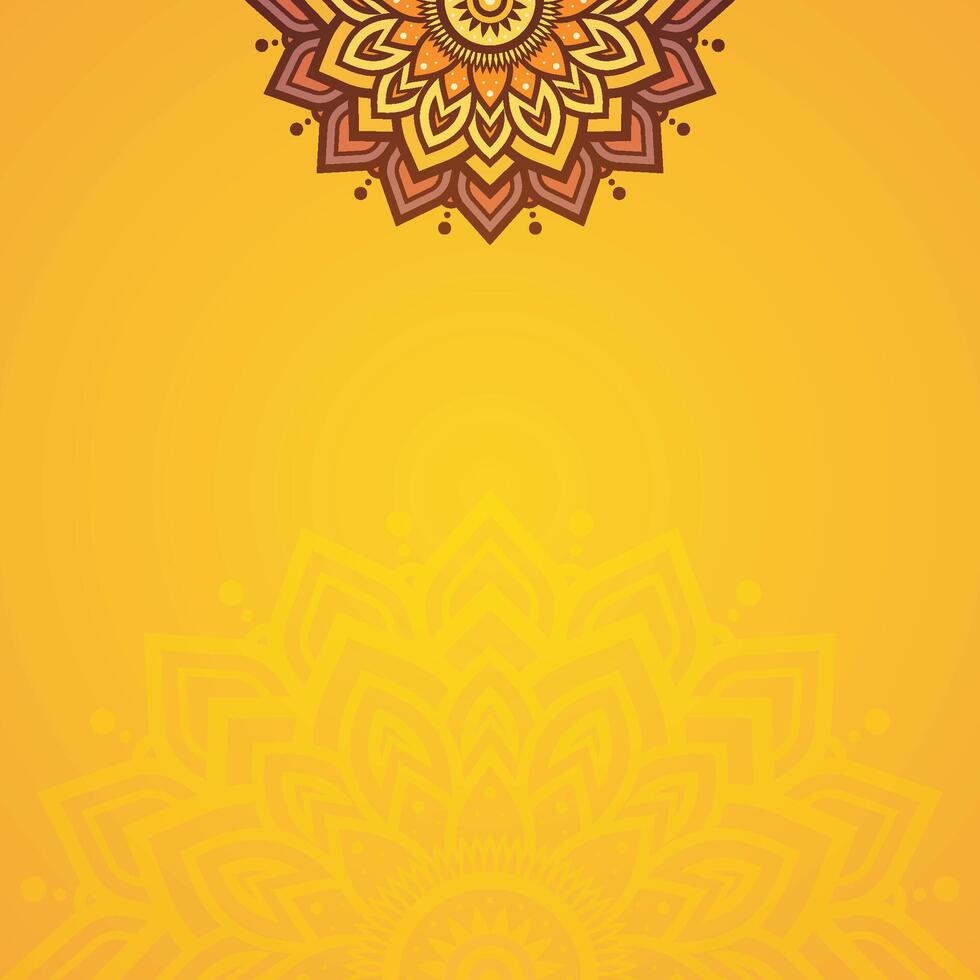 Elegant Warm Yellow and Brown Mandala Design Intricate Floral Patterns on a Vibrant Gradient Square Background vector