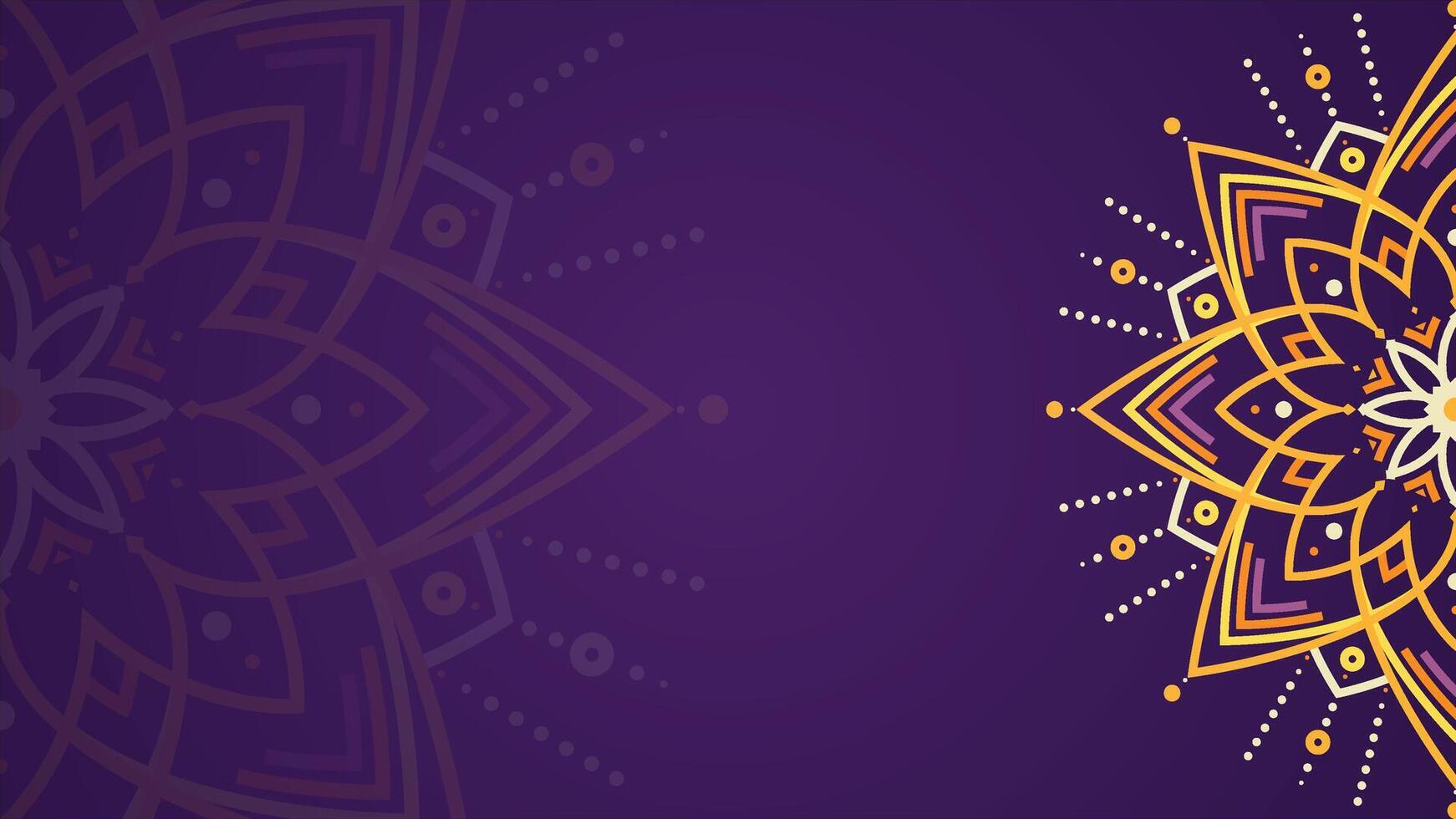 Simple Ornamental Purple Mandala Design with Yellow Highlights and Floral Details vector