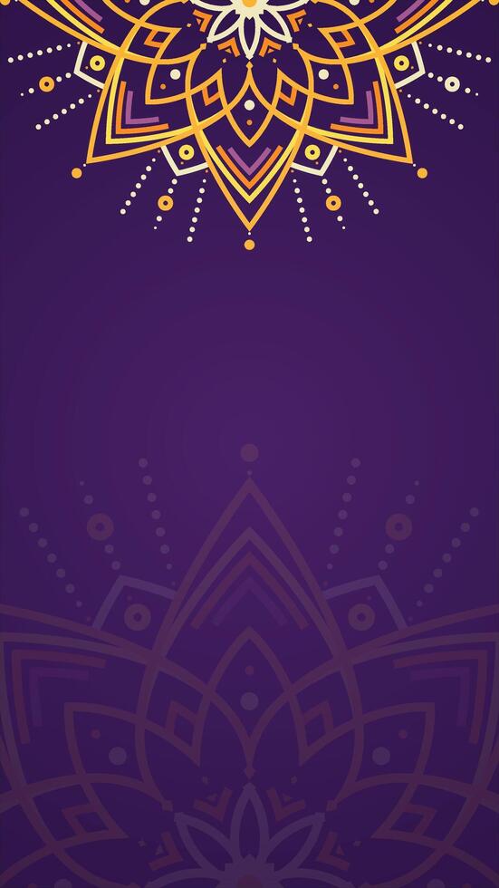 Simple Ornate Mandala Design with Golden Details on a Deep Purple Background vector