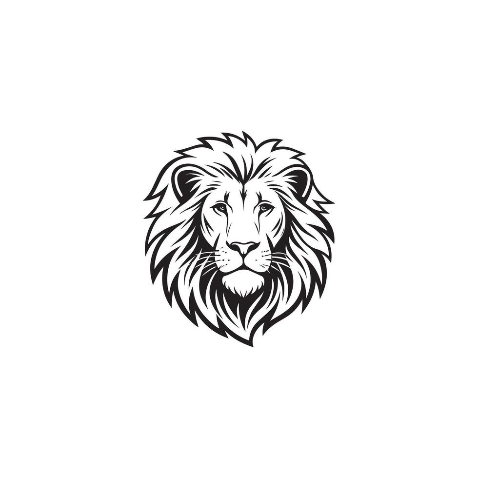 Modern Lion Face Silhouette Style with white vector