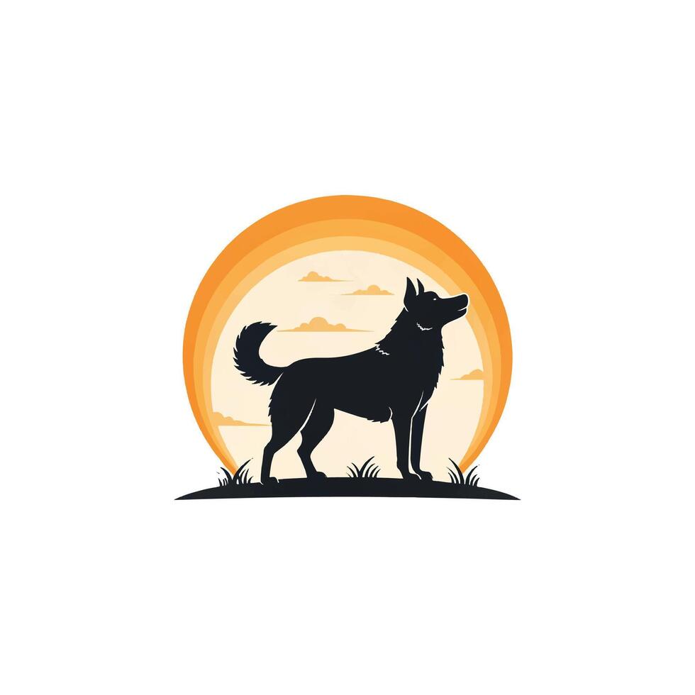 Creative simple Dog silhouette Style with white vector